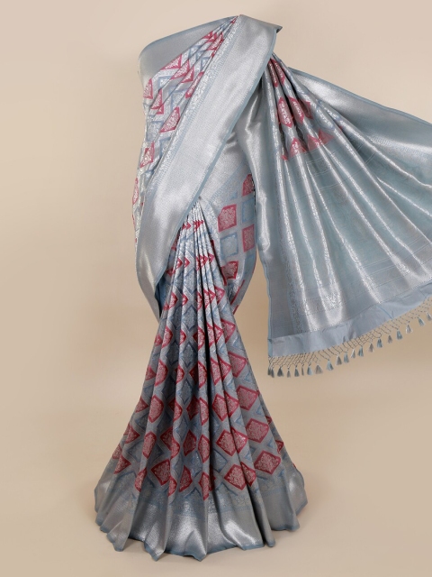 

Pothys Grey & Pink Pure Silk Woven Design Banarasi Saree