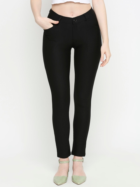 

fungus Women Black Slim Fit Solid Treggings