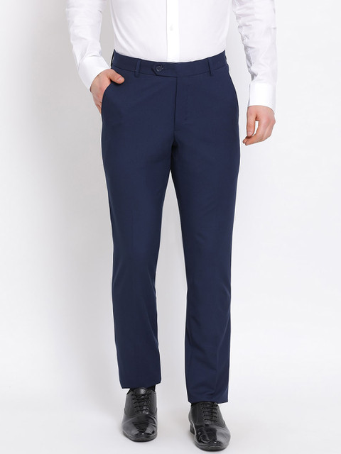 

COBB Men Navy Blue Regular Fit Solid Formal Trousers