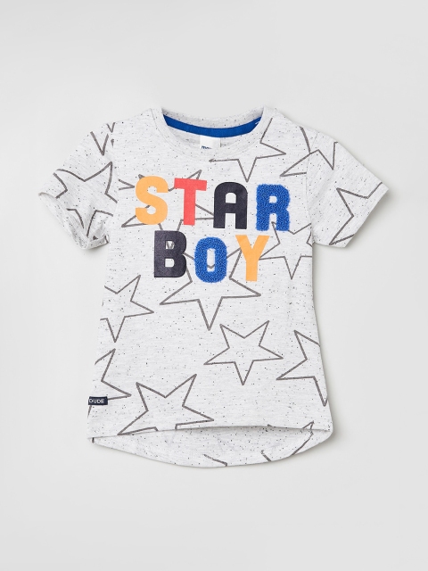 

max Boys Grey Printed Round Neck T-shirt