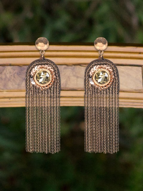 

MIDASKART Copper-Toned Contemporary Drop Earrings