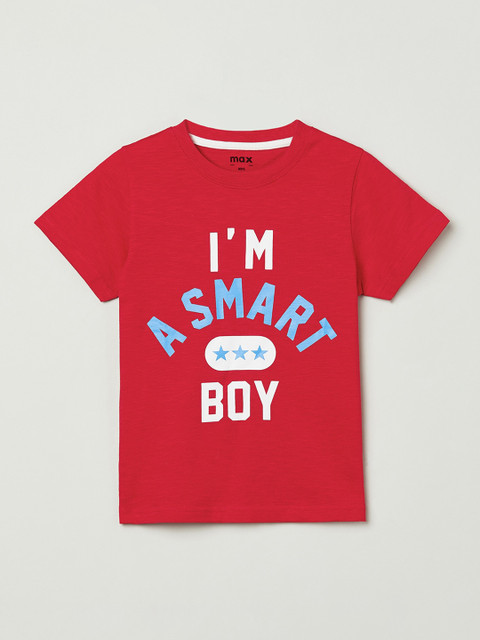

max Boys Red Printed Round Neck T-shirt