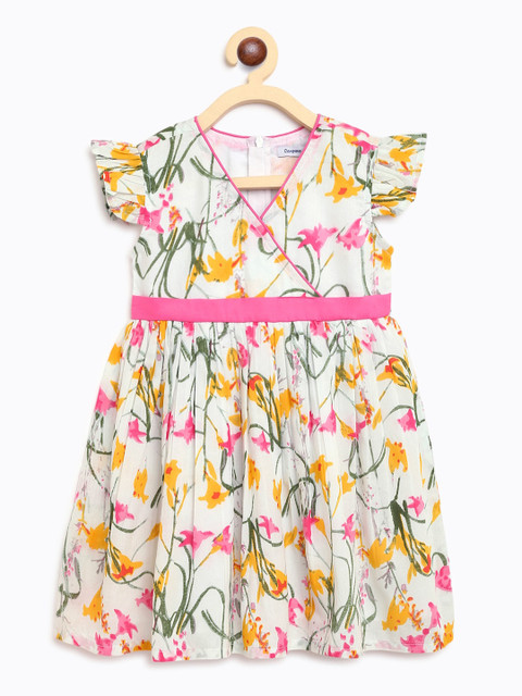 

Campana Girls Off-White & Pink Printed Wrap Dress