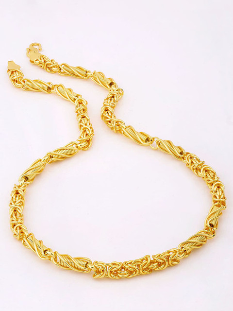 

Dare by Voylla Men Gold-Toned Brass Gold-Plated Handmade Spiga Link Pattern Chain