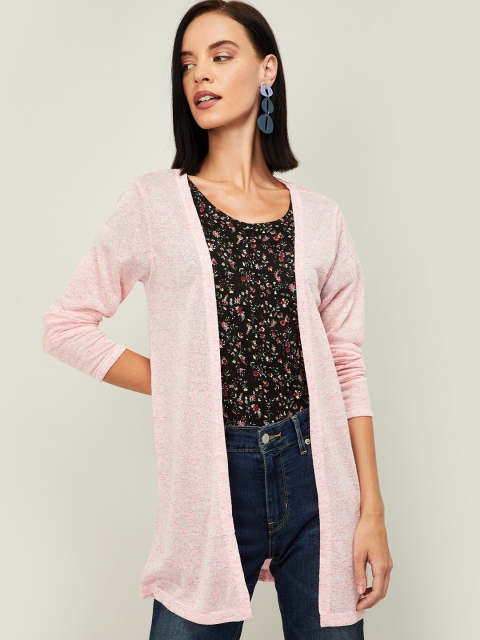 

Bossini Women Pink Self Design Open Front Shrug