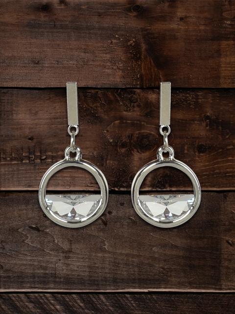 

MIDASKART Silver-Toned Contemporary Drop Earrings
