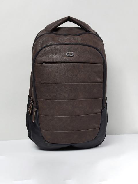 

max Men Brown & Black Solid Backpack