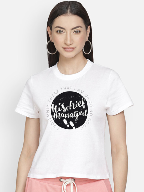 

Free Authority Women White Harry Potter Print Round Neck T-shirt