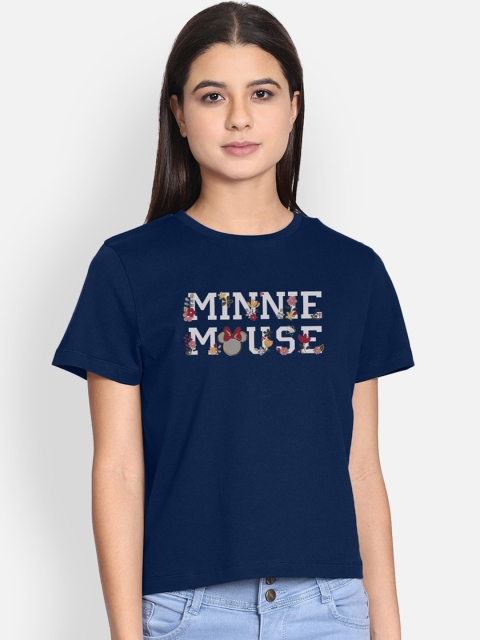 

Free Authority Women Blue Minnie Mouse Printed Round Neck T-shirt