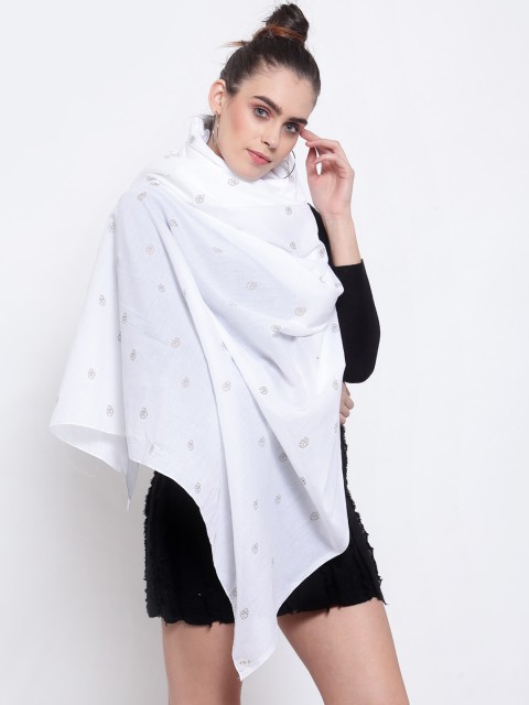 

J Style Women White Printed Stole
