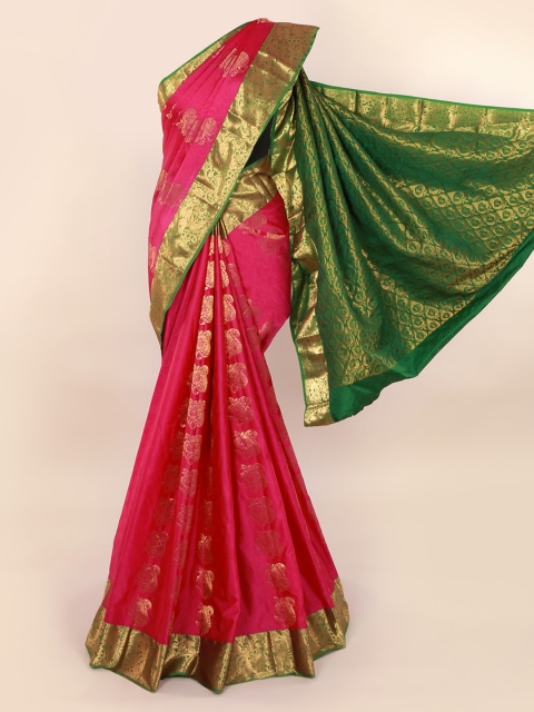 

Pothys Pink & Gold-Toned Pure Silk Woven Design Kanjeevaram Saree