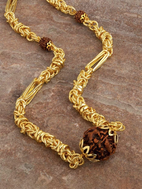 

Dare by Voylla Men Gold-Plated & Brown Rudraksha Chain