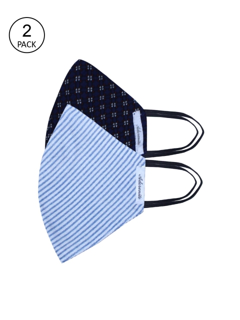 

ADORENITE Women Pack Of 2 Printed 2-Ply Reusable Protective Outdoor Cloth Masks, Blue