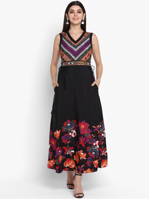 

NIZA Women Black Printed Maxi Dress