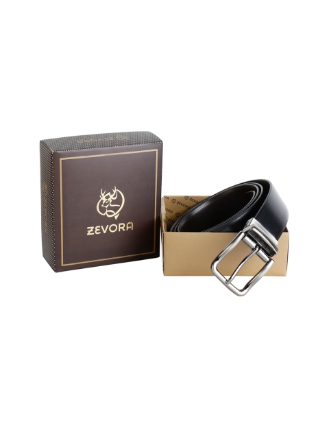 

ZEVORA Men Black & Brown Solid Reversible Belt