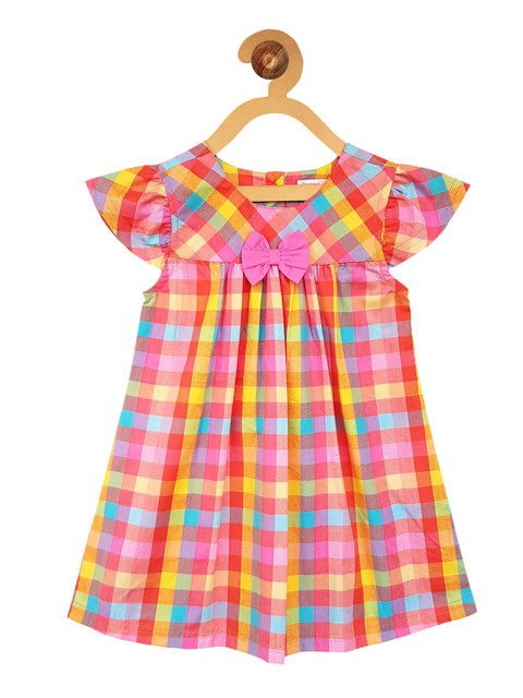 

Campana Girls Multicoloured Checked A-Line Dress, Multi