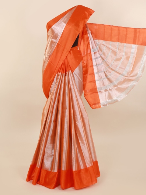 

Pothys Orange Solid Tissue Saree
