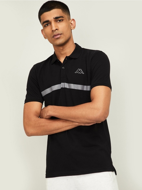 

Kappa Men Black Printed Polo Collar T-shirt