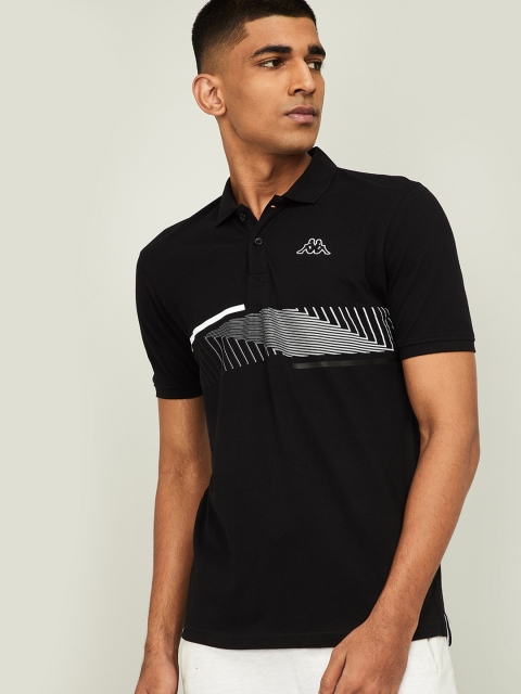 

Kappa Men Black Printed Polo Collar T-shirt