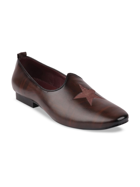 

FAUSTO Men Brown Woven Design Mojaris