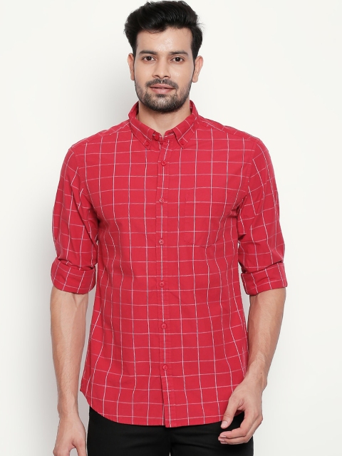 BYFORD by Pantaloons Men Red Slim Fit Checked Casual Shirt