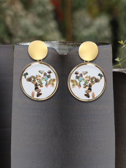 

MIDASKART Gold-Toned Contemporary Drop Earrings