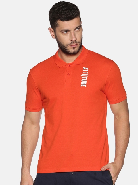 

ATTIITUDE Men Orange Solid Polo Collar T-shirt