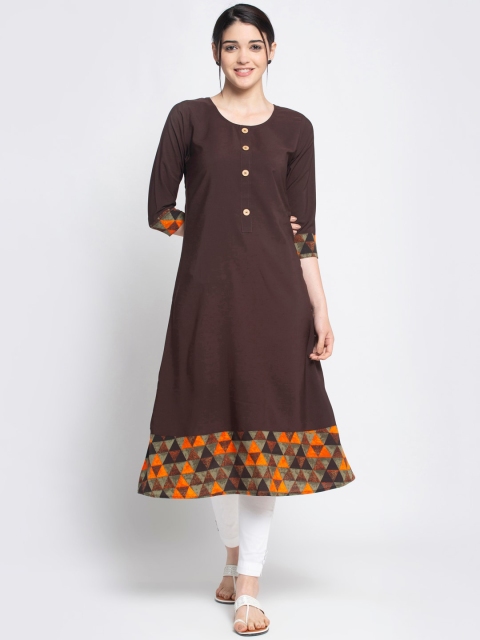 

ALC Creations Brown Solid Crepe Kurta
