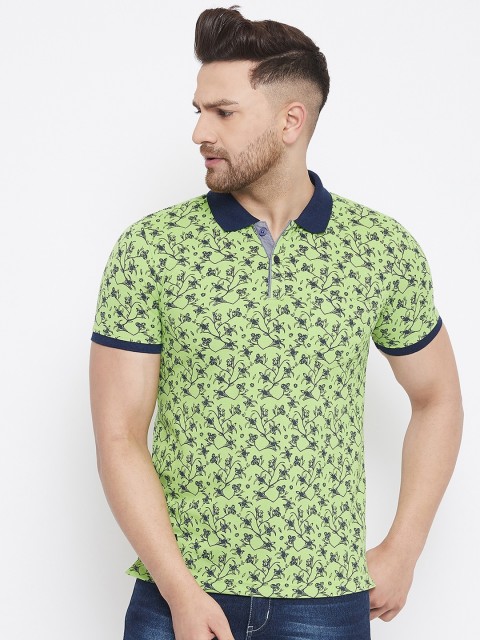 

Adobe Men Green Printed Polo Collar T-shirt