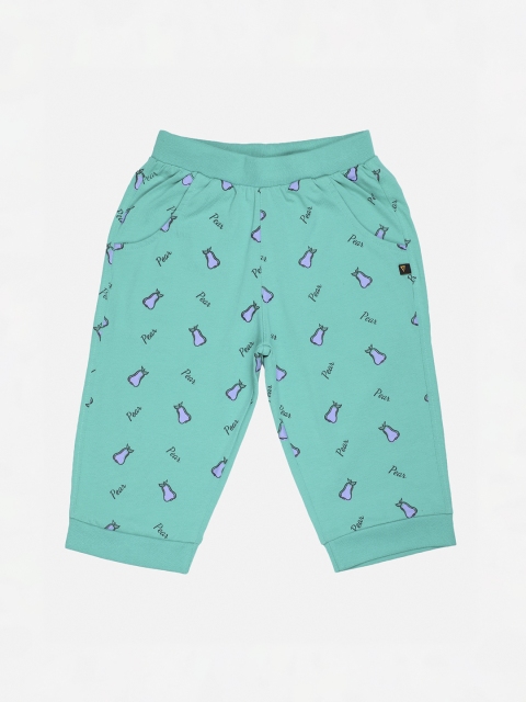

PROTEENS Girls Green & Navy Blue Printed Regular Fit Capris