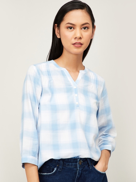 

Fame Forever by Lifestyle Women Blue Checked Shirt Style Top