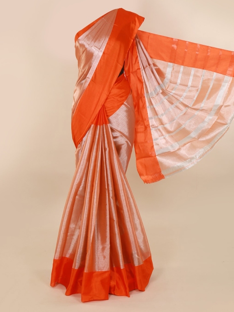 

Pothys Orange Solid Tissue Saree