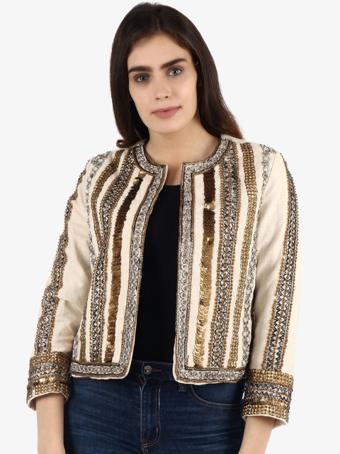 

Diwaah Women Cream-Coloured Cotton Embellished Jacket