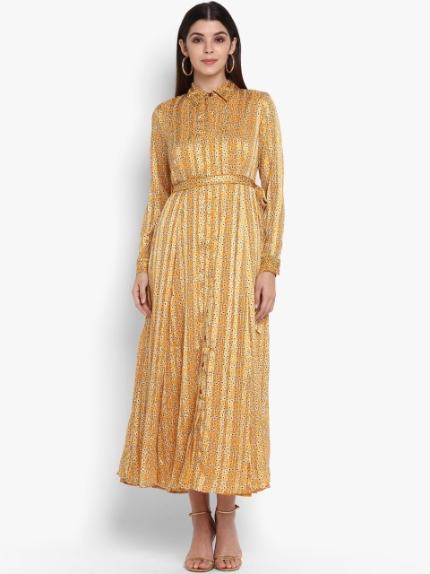 

NIZA Women Orange Printed A-Line Dress