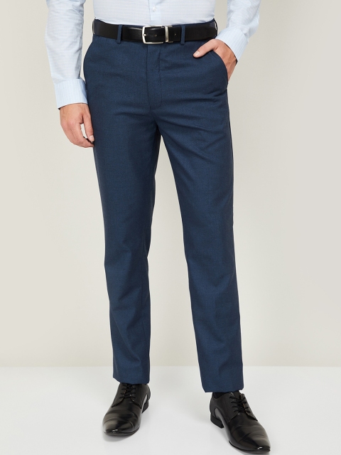 

CODE by Lifestyle Men Blue Regular Fit Solid Formal Trousers