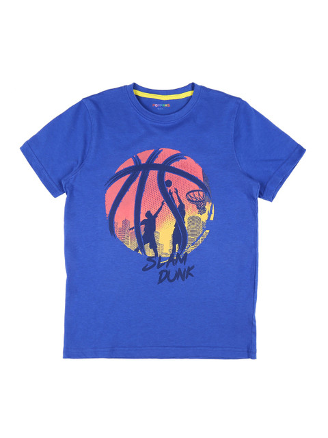 

POPPERS by Pantaloons Blue Embroidered T-shirt