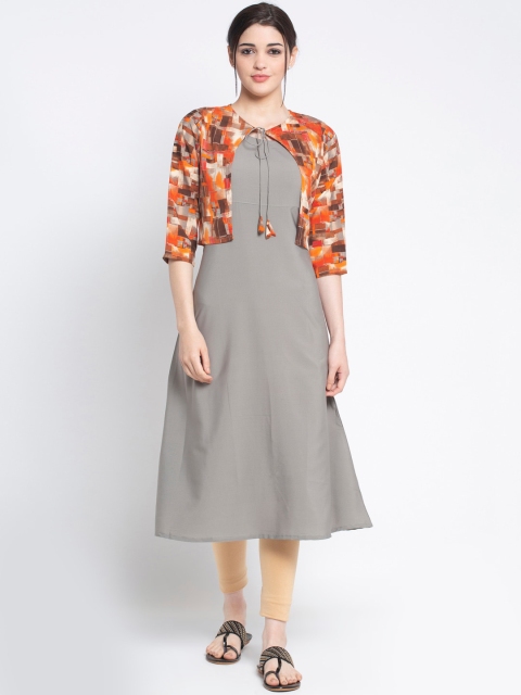 

ALC Creations Grey Yoke Design Crepe Kurta