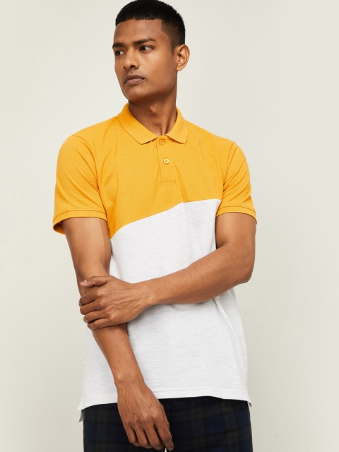 

Fame Forever by Lifestyle Men Yellow Colourblocked Polo Collar T-shirt