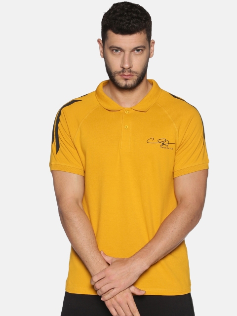 

ATTIITUDE Men Yellow Solid Polo Collar T-shirt