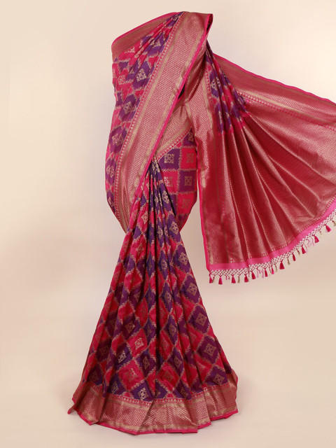 

Pothys Pink & Navy Blue Pure Silk Woven Design Banarasi Saree