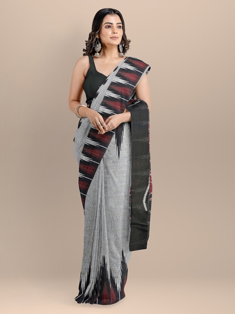 

BharatSthali Grey Pure Cotton Woven Design Sambalpuri Saree