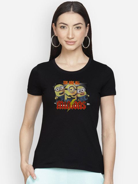 

Free Authority Black Minions Printed T-shirt
