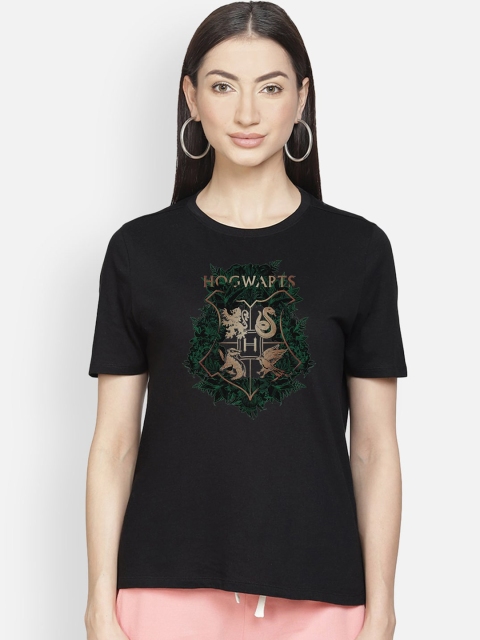 

Free Authority Women Black Harry Potter Print Round Neck T-shirt