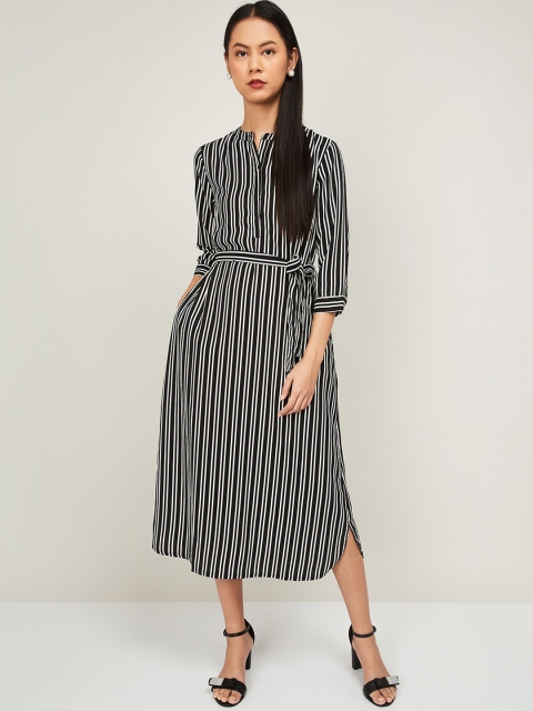 

Bossini Black Striped A-Line Midi Dress