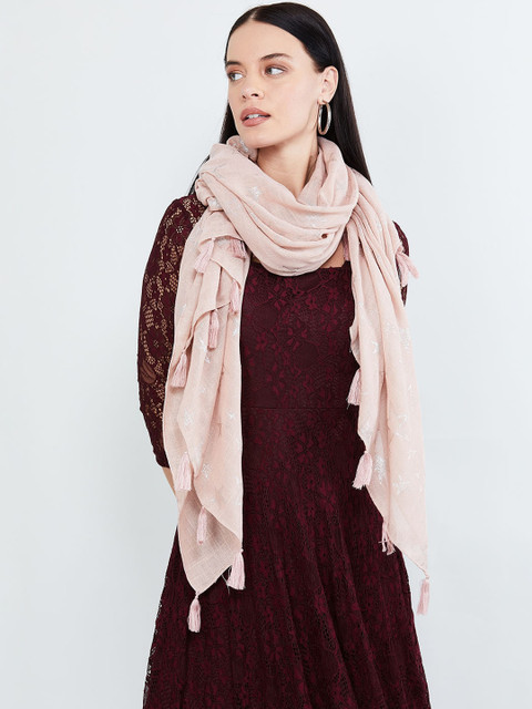 

max Women Pink & White Printed Scarf