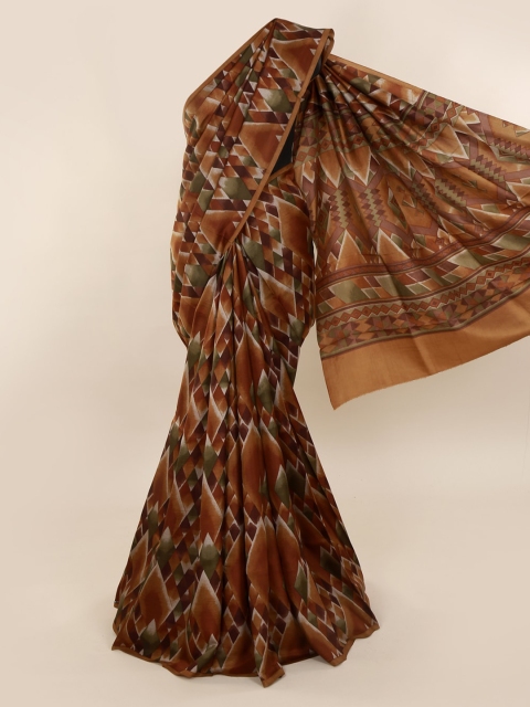

Pothys Brown Pure Silk Printed Bagh Saree