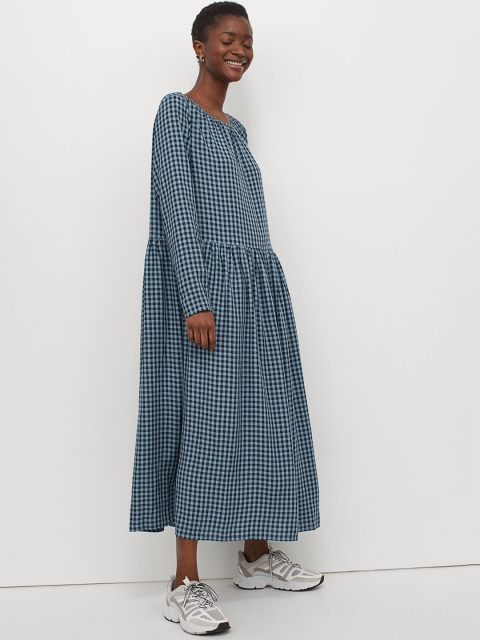 

H&M Women Blue & Black Calf-length dress