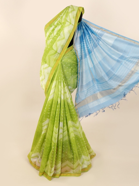 

Pothys Green & Blue Pure Silk Printed Saree