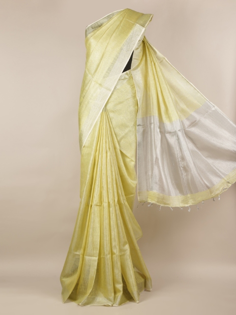 

Pothys Yellow Solid Linen Blend Saree