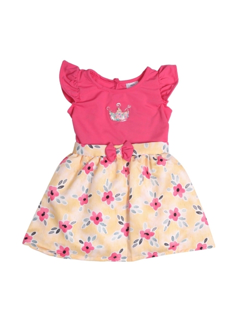 

Doodle Girls Pink & Yellow Printed Fit and Flare Dress